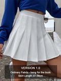 Wjczt Preppy Style High Waist Solid Pleated Mini Skirt Women Summer Spring Korean Fashion Cute White A-line Skirt Y2k Skort Clothes