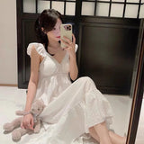 Wjczt Pajama Sets Women Thin Sleepwear Chic Summer Cute Girlish Ulzzang Sexy Korean Female Popular Casual Aesthetic Basic