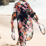 Wjczt Beach Summer Women's  Bikini Beach Cover Up Set Outfits Pareo Woman Cover-ups Kimono Swimsuit Kimonos Swimwears Clothing