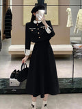 Wjczt High Quality Small Fragrance Two Piece Set Women Short Jacket Coat + Long Skirt Suits Korean Elegant Fashion OL 2 Piece Sets