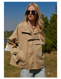Wjczt 2022 Women's jacket Simple Classic Short Loose Trench coat Lady Cloak Windbreaker Fashion Spring Fall Outerwear ZS-DS24