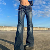 Wjczt Low Waist Denim Jeans women Vintage Cute Chic Straight Pants wide leg jwans woman Streetwear Harajuku Grunge Clothes Trousers