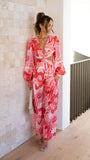 Wjczt New Printed Jumpsuit Casual Backless Puff Sleeve Straight Leg Pants Women's Summer Woman Jumpsuits Elegant Long Rompers