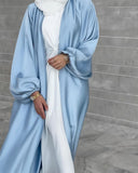 Wjczt Summer Elegant Solid Color Colorful Temperament Long Skirt Ladies Open Shouder Robe Satin Large Size Belt Muslim Woman Abaya