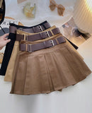 Wjczt Pleated Skirts for Women Mini Y2k Summer Sashes Korean Fashion Clothing Harajuku Black High Waist Casual Elegant