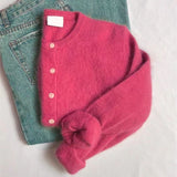 Wjczt Mohair Knitted Cardigan Vintage Women Autumn Outwear Sweater Coat Loose Knitted Sweater Elegant Long Sleeve Tops J884