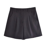 Wjczt Cotton Linen Brown Spring Summer Pockets Shorts Vest Set Sleevless Button Up V Neck Wide Leg Outfits 2 Pcs Suit Femme
