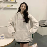 Wjczt College Style New White Baggy Pullover Fashion Letter Printing Harajuku Sweatshirt Casual Lazy Raglan Sleeves Drawstring Hoodie