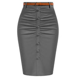 Wjczt Belle Poque Vintage Pencil Skirt For Women 1950s Ruched Bodycon Skirt With Belt High Waisted Pencil Skirts For Workwear A30