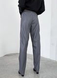 Wjczt Faux Leather Classy Straight Pants Elastic Waist PU Warm Trousers Winter 2022 Office Ladies Plain Floor-Length Pants