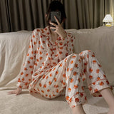 Wjczt 2pcs Women's Pajamas Sets Woman Pajama Autumn Tie Dye Design Suit Long Sleeve Trousers Set Home Clothes Sexy Satin Silk Pijamas