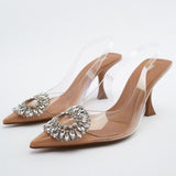 Wjczt Spring Summer 2022 Transparent Heels Woman Pumps Rhinestone High Heels Women Glitter Clear Wedding Shoes Bride Shoes