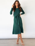 Wjczt New Autumn Winter Bubble Long-sleeved Knit Skirt with High Waist and Long Swing Dress Fashion Bottoming Sweater Skirt Dresses