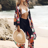 Wjczt Beach Summer Women's  Bikini Beach Cover Up Set Outfits Pareo Woman Cover-ups Kimono Swimsuit Kimonos Swimwears Clothing