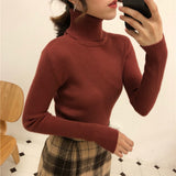 Wjczt Autumn Winter Korean Women Pullover Sweaters Slim Women Turtleneck Basic Tops Casual New Knitted Sweater Soft Warm Jumper 8069