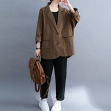 Wjczt 2022 Spring Autumn Casual Solid Color All Match Jackets For Women Simple Fashion Turn-down Collar Button Female Coats
