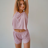 Wjczt Pajamas for Women Summer Solid Sleepwear Sexy Pyjamas Set Tank Top Shorts Cute Underwear Soft Sleeveless Nightwear Sleeveless