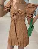 Wjczt Fashion Woman Elegant Printed Sundress Summer Lady Short Sleeve Mini Party Dresses Casual Female Dating Robe Femme 7