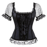 Wjczt Woman Vintage Gothic Victorian Blouse 2020 Lolita Elastic Black White Top Steampunk 6XL Plus Size Women Clothing Summer Shirt
