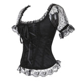 Wjczt Woman Vintage Gothic Victorian Blouse 2020 Lolita Elastic Black White Top Steampunk 6XL Plus Size Women Clothing Summer Shirt