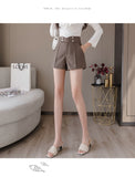 Wjczt Plus Size Suits Shorts Women 2020 Summer New High Waist Solid Black Office Work Shorts Ladies Pocket Gray Wide Leg Trouser S-XL