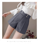 Wjczt Plus Size Suits Shorts Women 2020 Summer New High Waist Solid Black Office Work Shorts Ladies Pocket Gray Wide Leg Trouser S-XL
