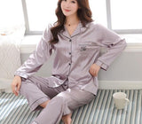 Wjczt Luxury Pajama suit Satin Silk Pajamas Sets Couple Sleepwear Family Pijama Lover Night Suit Men &amp; Women Casual Home Clothing
