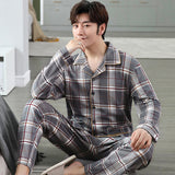 Wjczt Cotton Pijama for Men Plaid Autumn Winter Sleepwear Pajamas Pyjamas Set 3XL Casual Striped Male Homewear Home Clothes