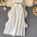 Wjczt Women&#39;s Holiday Style Suit Sets 2022 Summer New Short High Waist Camisole Wild Long Skirt Fashionable Two-piece Skirts ML1037