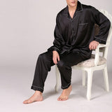 Wjczt Mens Stain Silk Pajama Sets Pajamas Men Sleepwear Modern Style Silk Nightgown Home Male Satin Soft Cozy Sleeping
