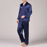 Wjczt Mens Stain Silk Pajama Sets Pajamas Men Sleepwear Modern Style Silk Nightgown Home Male Satin Soft Cozy Sleeping