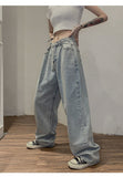 Wjczt 2021 Elegant Jeans Women&#39;s Straight Tube Loose Mop High Waist Drop Feeling Soft Denim Wide Leg Pants Summer Thin