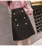 Wjczt 2021 New Autumn And Winter Tweed Women&#39;s skirt elegant Office Double Breasted Vintage Package Hip skirt Female