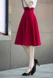 Wjczt 5XL Plus Size Skirt High Waisted Skirts Womens White Knee Length Bottoms Pleated Skirt Saia Midi Pink Black Red Blue 2019