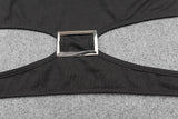 Wjczt Elegant Metal Buckle Halter Crop Top for Women Outfits Summer Sexy Backless Lace Up Top Cropped Streetwear Clothes