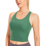 Wjczt Women&#39;s Longline Cropped Sports Bra High Neck Cami Tank Tops Wirefree Padded Yoga Bra