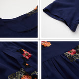 Wjczt Women&#39;s Summer Dress 2022 for Women Boho Casual Elegant Vintage Dress Linen Plus size Embroidery Flower Long with Pocket