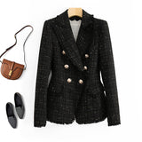 Wjczt Goddess temperament tweed suit jacket 2022 New double-breasted high-quality slim suit is thin and Small fragrance Jacket Women