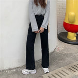 Wjczt Straight Leg Jeans Women&#39;s High Waist Wide Leg Thin Loose Vintage Black Pants Harajuku Casual Mom Denim Long Jeans Pant Ladies