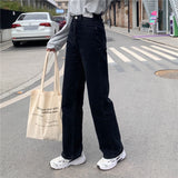 Wjczt Straight Leg Jeans Women&#39;s High Waist Wide Leg Thin Loose Vintage Black Pants Harajuku Casual Mom Denim Long Jeans Pant Ladies