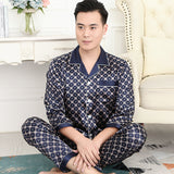 Wjczt Mens Designer Pajamas for Men Nightwear Long Sleeve Sleep Tops Trousers Thin Ice Silk Pajamas Men Sleepwear Set Pijama Set
