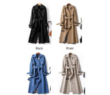 Wjczt Women&#39;s Long Trench Coats 2022 New Autumn Lapel Double Breasted Slim Windbreaker Korean Elegant Belted Solid Coat Ladies Outwear