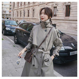 Wjczt Long Trench Coat Ladies Double Breasted Slim Trench Coat Female Outwear Windbreaker Casual Street All-match Women&#39;s Clothing XXL
