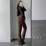 Wjczt Sexy Fashion Bandage Halter Neck High Waist Slim Skinny Overalls Casual Flare Pants Women&#39;s Fashion Trousers Korean Women G9J9