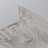 Wjczt  2022 Autumn Mesh Sexy V Neck Crop Corset Top Women&#39;s Clothing Long Sleeve Black Fashion Vintage Club T Shirts White