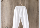 Wjczt Cotton Linen Pants Women Spring Summer Large Size Solid Color Harem Pants Elastic Waist Loose Casual Woman&#39;s Linen Trousers
