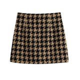 Wjczt Vintage Elegant Houndstooth Plaid Skirts Suits Women Fashion Cropped Texture Blazers Mini Skirts Ladies Outwear