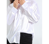 Wjczt Satin Shirt Womens Green Long Sleeve Top Female Women&#39;s Elegant Blouse 2022 Office Wear Women White Imitation Silk Shirt Woman