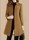 Wjczt autumn and winter new women&#39;s suit collar single-breasted loose fashion windbreaker woolen coat mid-length Polyester  Full