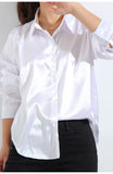 Wjczt Satin Shirt Womens Green Long Sleeve Top Female Women&#39;s Elegant Blouse 2022 Office Wear Women White Imitation Silk Shirt Woman